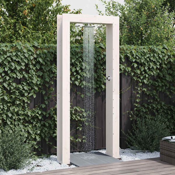 Buitendouche 226 cm Grenenhout & RVS - Wit (54% korting)