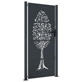 Antraciet stalen tuispoort 105x205 cm met boomontwerp - 55% korting
