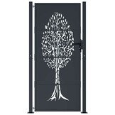 Antraciet stalen tuispoort 105x205 cm met boomontwerp - 55% korting