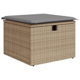 VidaXL Tuinkruk met Kussen 55x55x37 cm Poly Rotan Beige - 34% Korting