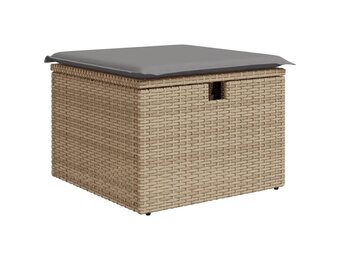 VidaXL Tuinkruk met Kussen 55x55x37 cm Poly Rotan Beige - 34% Korting