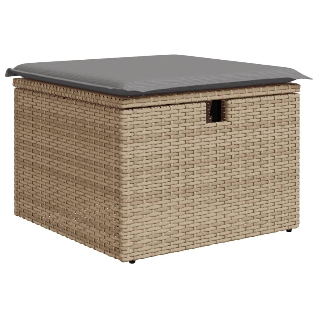 VidaXL Tuinkruk met Kussen 55x55x37 cm Poly Rotan Beige - 34% Korting