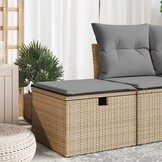 VidaXL Tuinkruk met Kussen 55x55x37 cm Poly Rotan Beige - 34% Korting