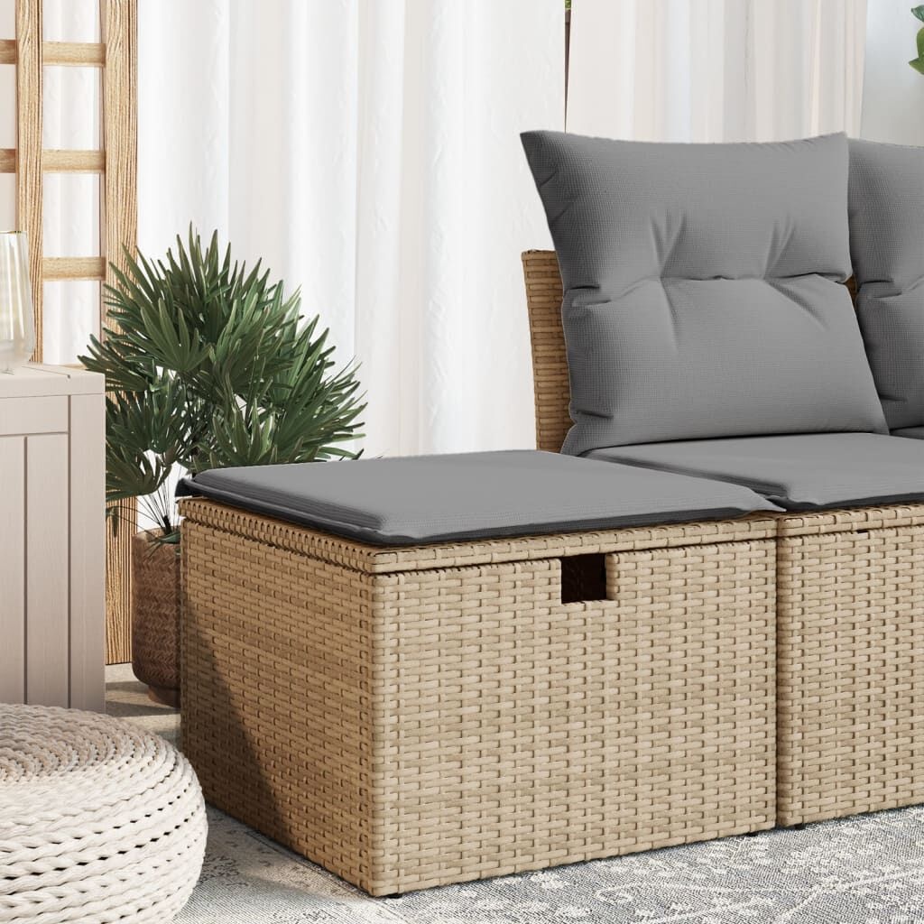 VidaXL Tuinkruk met Kussen 55x55x37 cm Poly Rotan Beige - 34% Korting