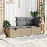 VidaXL Tuinkruk met Kussen 55x55x37 cm Poly Rotan Beige - 34% Korting