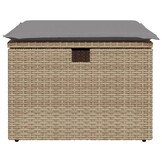 VidaXL Tuinkruk met Kussen 55x55x37 cm Poly Rotan Beige - 34% Korting