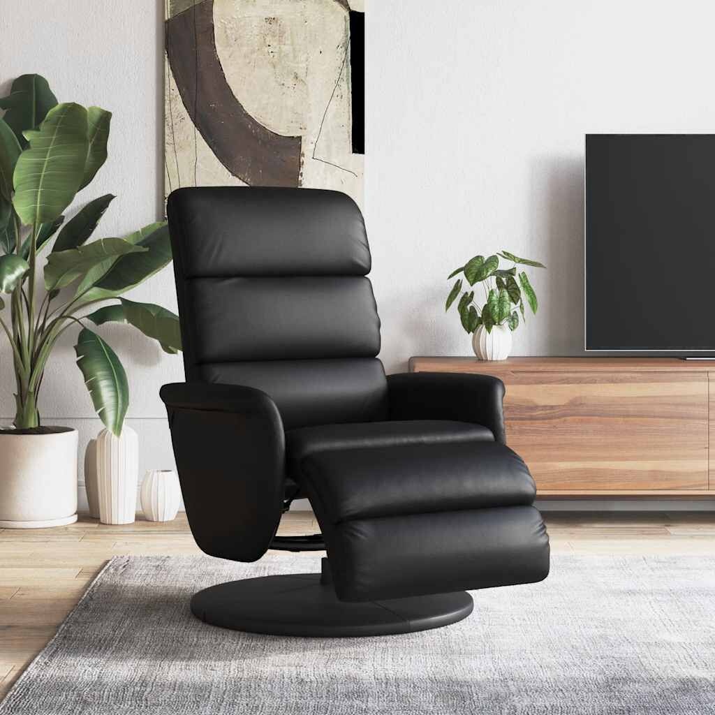 Verstelbare Fauteuil met Voetensteun - Zwart Kunstleer (54% Korting)