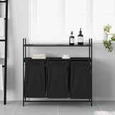 VidaXL Wasmand 3 Vakken met Planken Zwart Eikenhout - 34% Korting