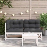 VidaXL Tuinbank 2-zits Grenenhout Wit met Kussens - 35% Korting