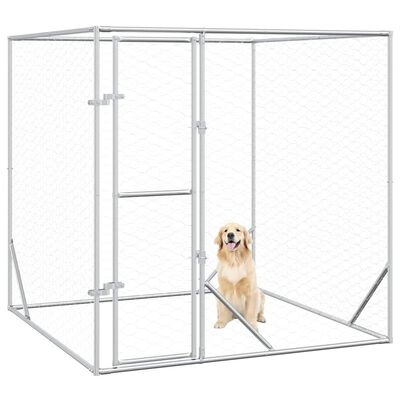 vidaXL Hondenkennel Buiten 2x2x2m Gegalvaniseerd Staal Zilver - 34% Korting!