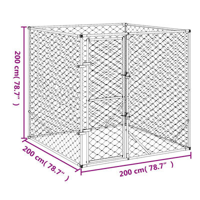 vidaXL Hondenkennel Buiten 2x2x2m Gegalvaniseerd Staal Zilver - 34% Korting!