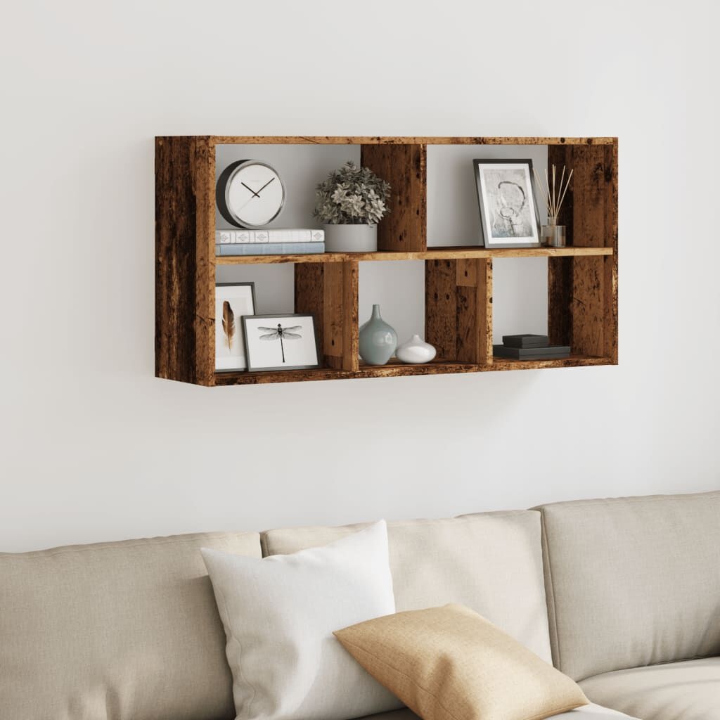 VidaXL Wandschap 100x25x50 cm Oud Houtkleurig Bewerkt Hout - 33% Korting