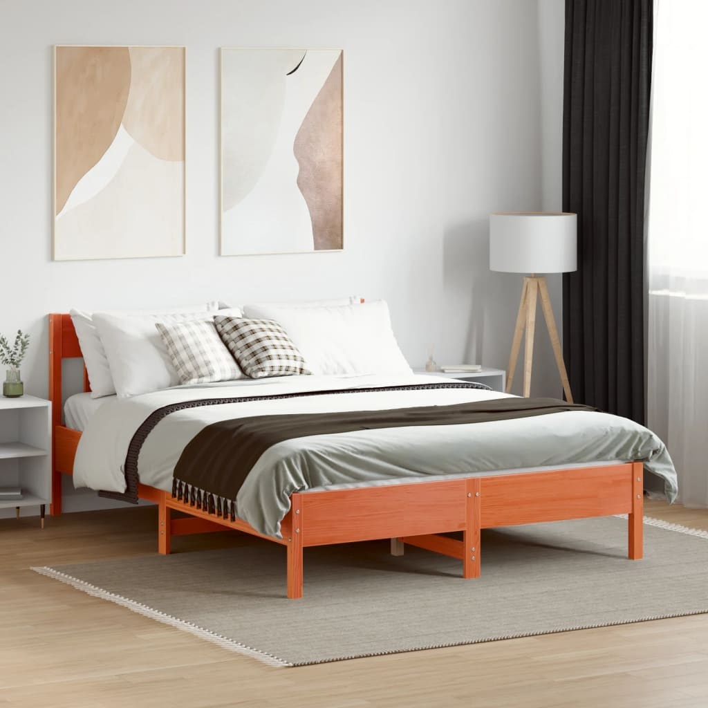 Massief Grenen Bedframe 120x200cm Wasbruin - 54% Korting