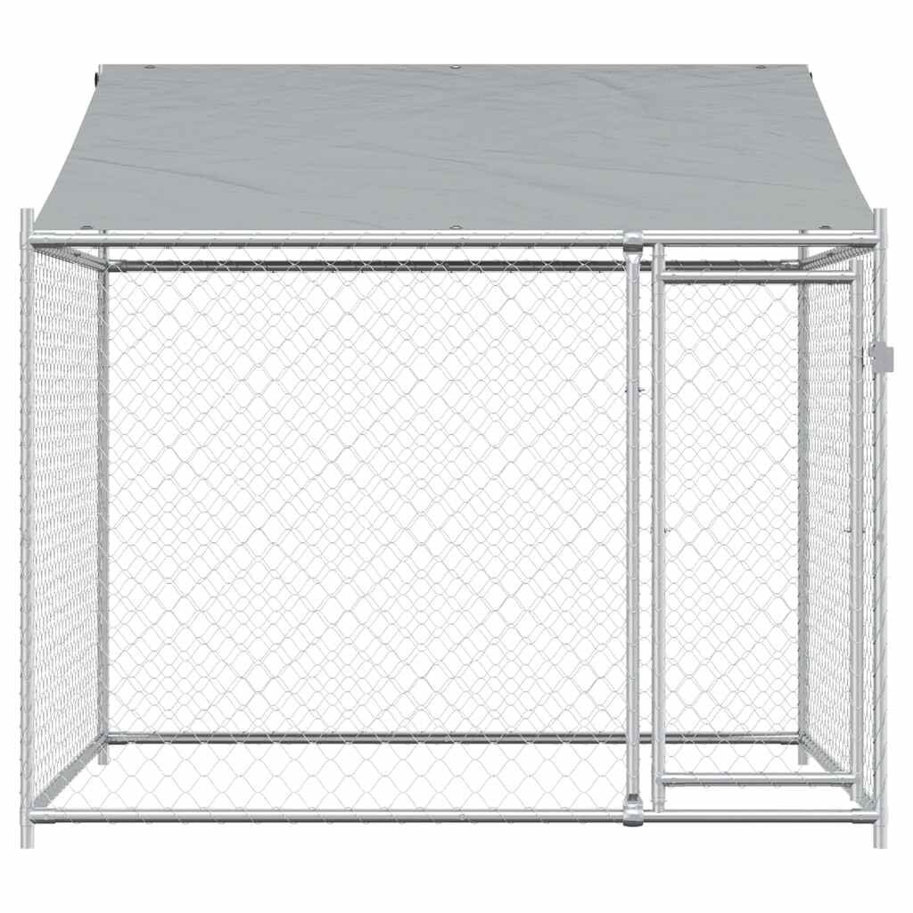Hondenhok met dak 2x2x2m Gegalvaniseerd Staal Grijs - 35% Korting!