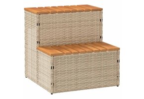 Hottub Opstap Poly Rattan & Acaciahout Beige - 62% Korting