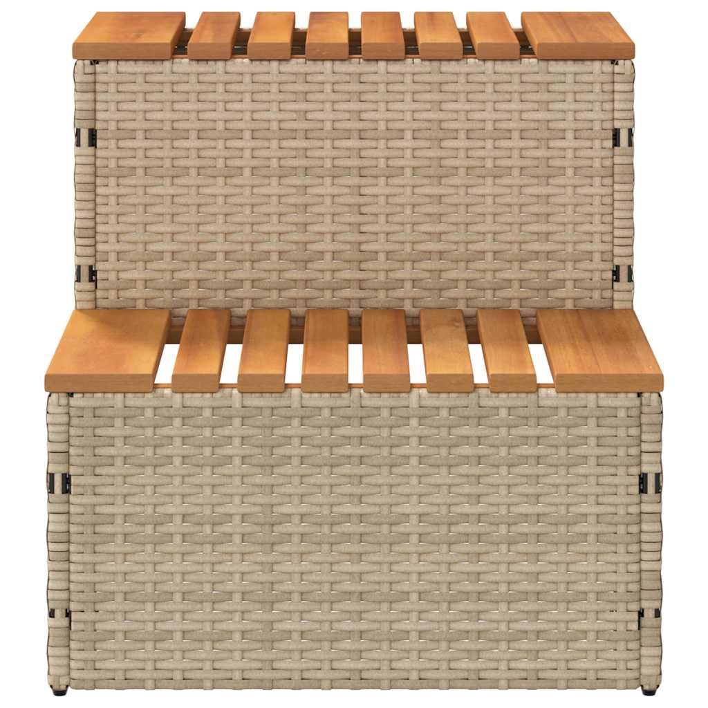 Hottub Opstap Beige Poly Rattan & Acaciahout (58% Korting)