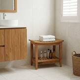 Badkamer Bijzettafel Naturel 50x35x45 cm Massief Teakhout met 34% Korting