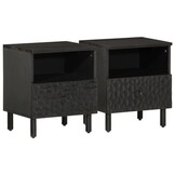 vidaXL Nachtkastjes 2 stuks Massief Mangohout Zwart - 40x33x46 cm