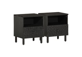 vidaXL Nachtkastjes 2 stuks Massief Mangohout Zwart - 40x33x46 cm