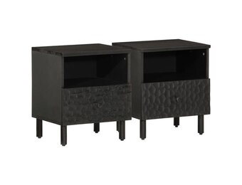 vidaXL Nachtkastjes 2 stuks Massief Mangohout Zwart - 40x33x46 cm