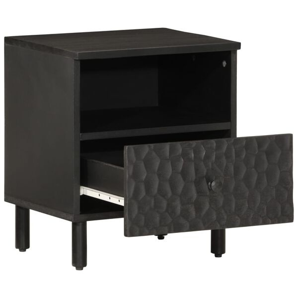 vidaXL Nachtkastjes 2 stuks Massief Mangohout Zwart - 40x33x46 cm