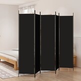 Kamerscherm Zwart 5 Panelen 250x200 cm - 33% Korting