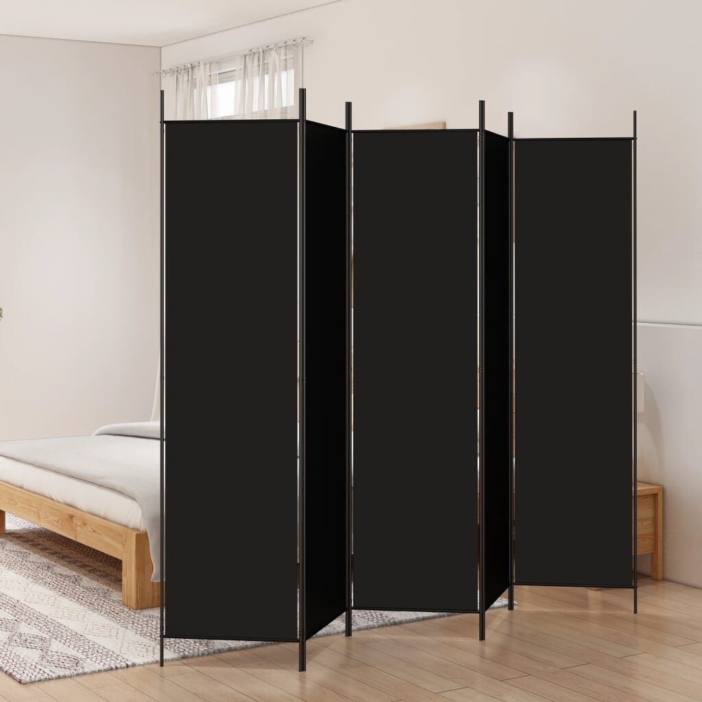 Kamerscherm Zwart 5 Panelen 250x200 cm - 33% Korting