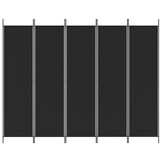 Kamerscherm Zwart 5 Panelen 250x200 cm - 33% Korting