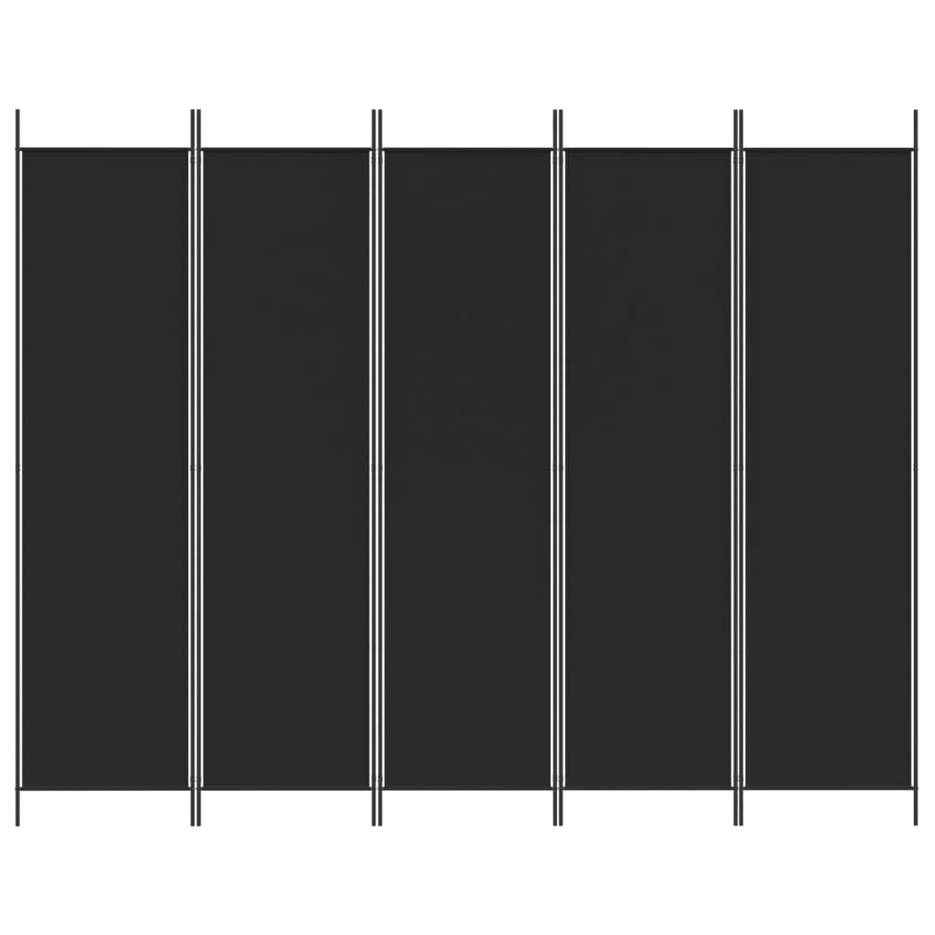 Kamerscherm Zwart 5 Panelen 250x200 cm - 33% Korting