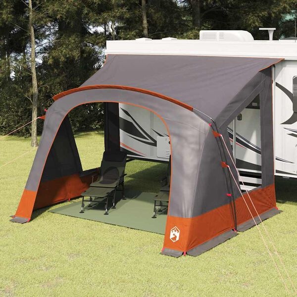 vidaXL Caravan Tent 5-persoons Grijs/Oranje - 54% Korting