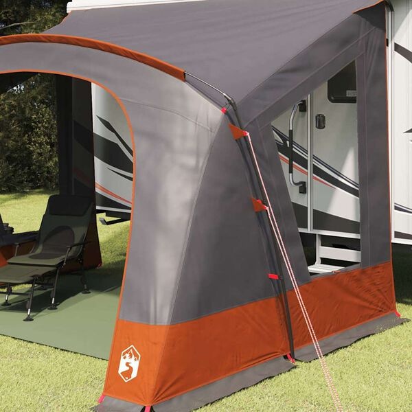 vidaXL Caravan Tent 5-persoons Grijs/Oranje - 54% Korting