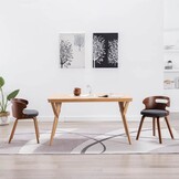Eetkamerstoelen Gebogen Hout Stof Donkergrijs (2 stuks) - 35% Korting