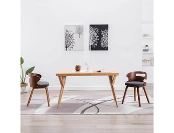 Eetkamerstoelen Gebogen Hout Stof Donkergrijs (2 stuks) - 35% Korting