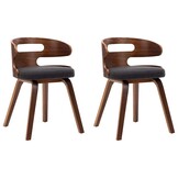 Eetkamerstoelen Gebogen Hout Stof Donkergrijs (2 stuks) - 35% Korting