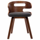 Eetkamerstoelen Gebogen Hout Stof Donkergrijs (2 stuks) - 35% Korting