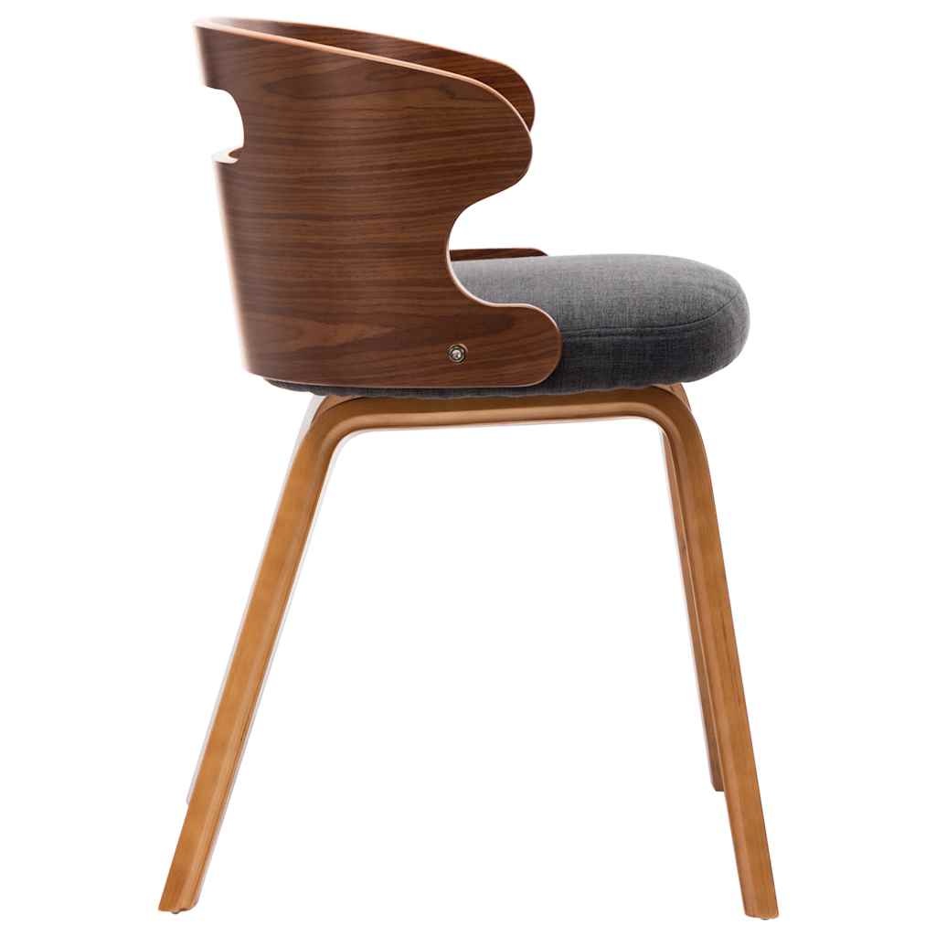 Eetkamerstoelen Gebogen Hout Stof Donkergrijs (2 stuks) - 35% Korting