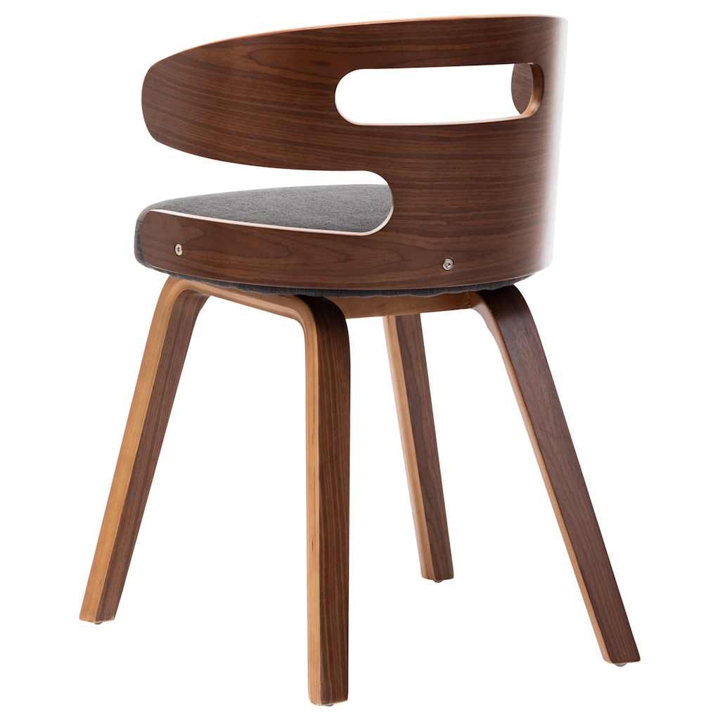 Eetkamerstoelen Gebogen Hout Stof Donkergrijs (2 stuks) - 35% Korting