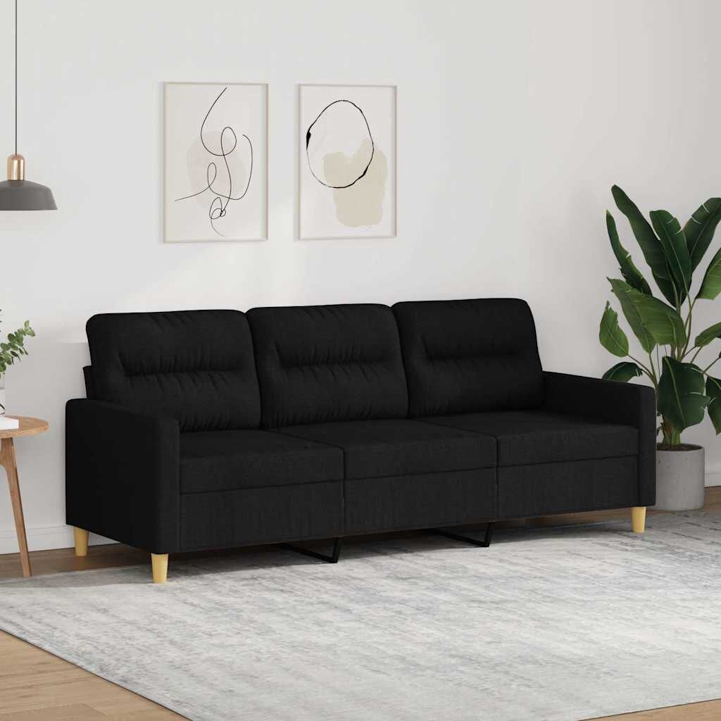 vidaXL Driezitsbank 180 cm Zwart Stof - 35% Korting