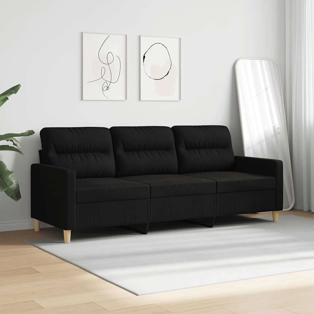 vidaXL Driezitsbank 180 cm Zwart Stof - 35% Korting