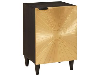 VidaXL Badkamerkast Zwart/Goud 38x33x58cm - Massief Mangohout (34% Korting)