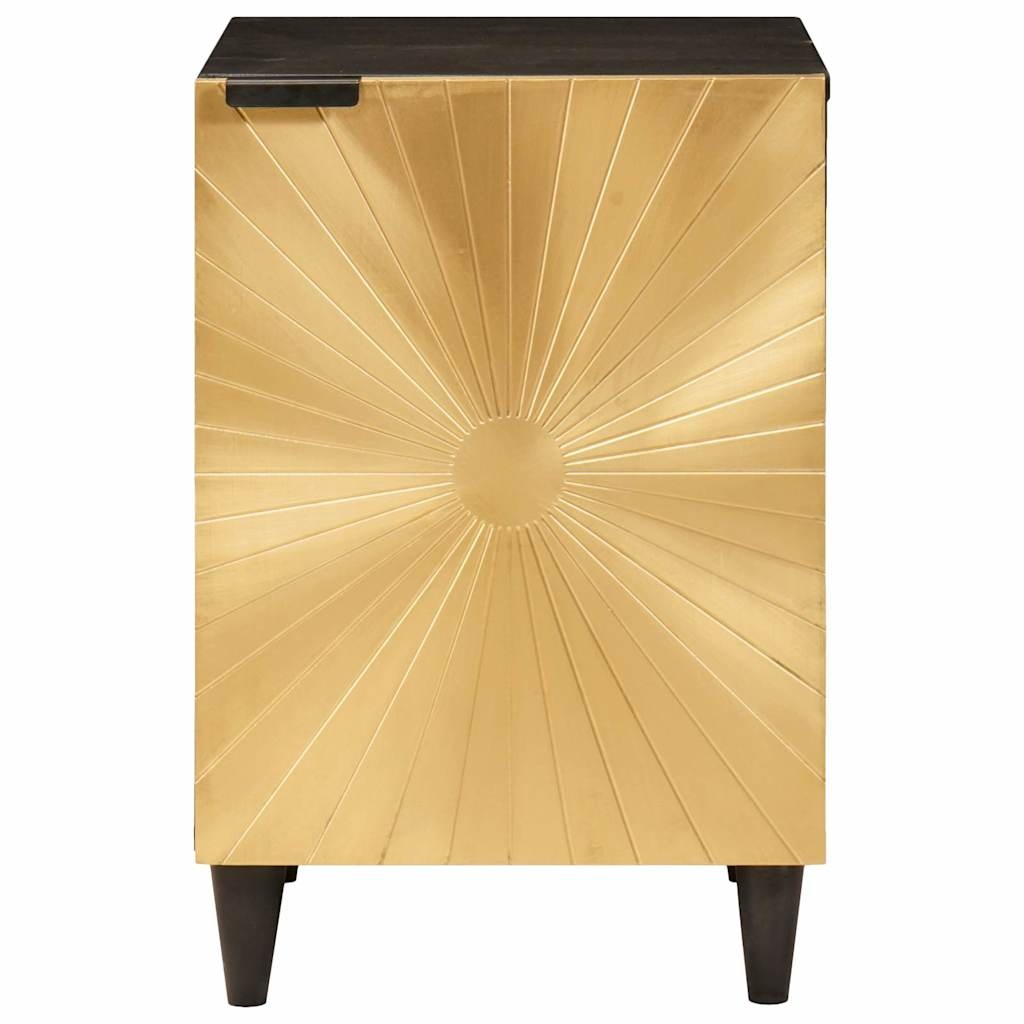 VidaXL Badkamerkast Zwart/Goud 38x33x58cm - Massief Mangohout (34% Korting)
