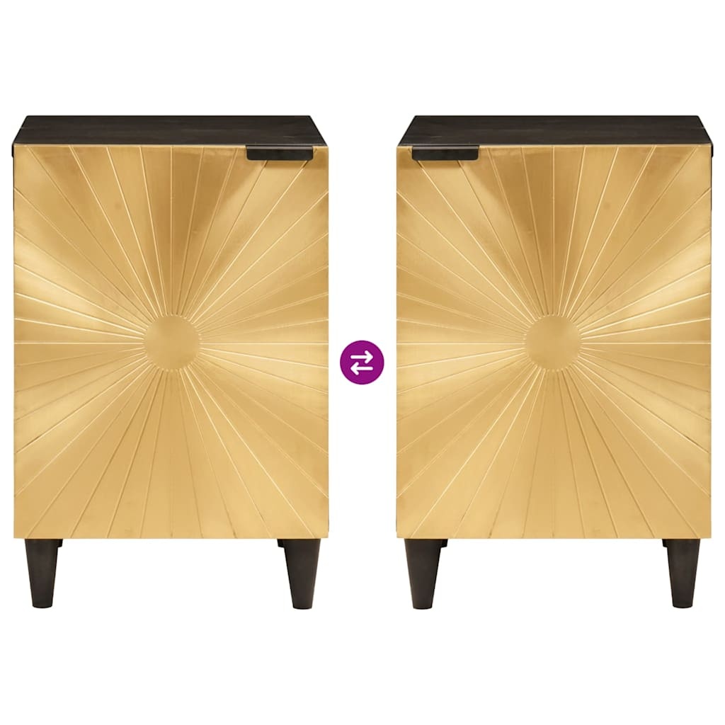 VidaXL Badkamerkast Zwart/Goud 38x33x58cm - Massief Mangohout (34% Korting)