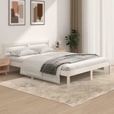 vidaXL Bedframe Grenenhout Wit 150x200 cm - 34% Korting