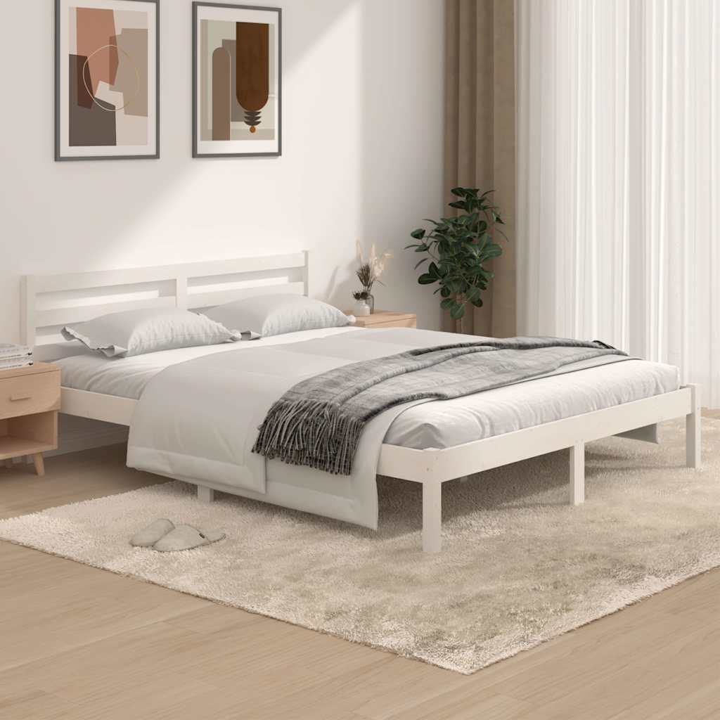 vidaXL Bedframe Grenenhout Wit 150x200 cm - 34% Korting