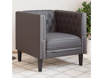 vidaXL Fauteuil Chesterfield-stijl Kunstleer Grijs - 34% Korting