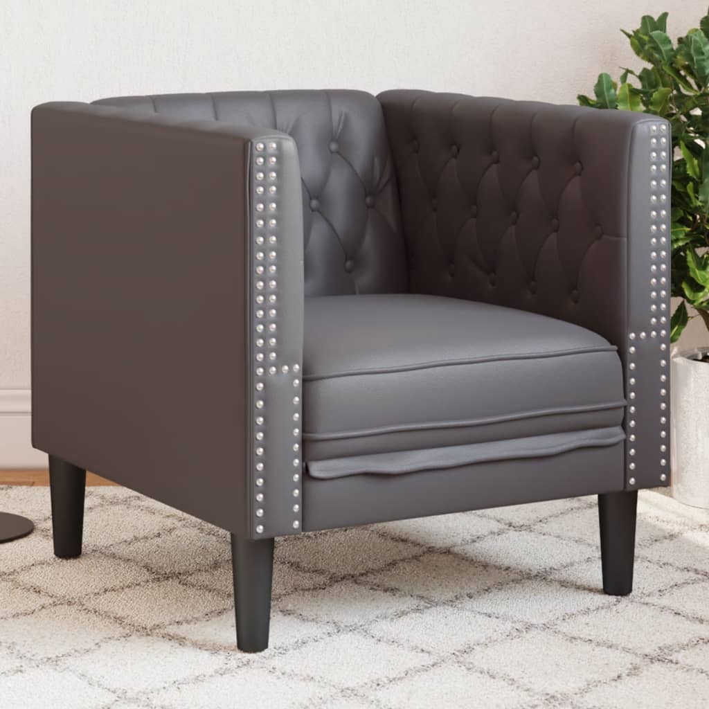 vidaXL Fauteuil Chesterfield-stijl Kunstleer Grijs - 34% Korting