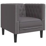 vidaXL Fauteuil Chesterfield-stijl Kunstleer Grijs - 34% Korting