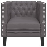 vidaXL Fauteuil Chesterfield-stijl Kunstleer Grijs - 34% Korting