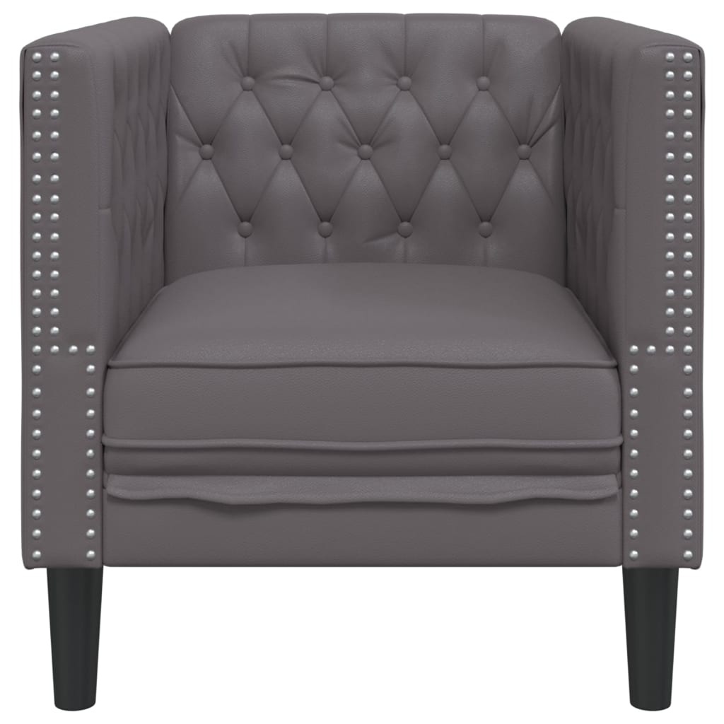 vidaXL Fauteuil Chesterfield-stijl Kunstleer Grijs - 34% Korting
