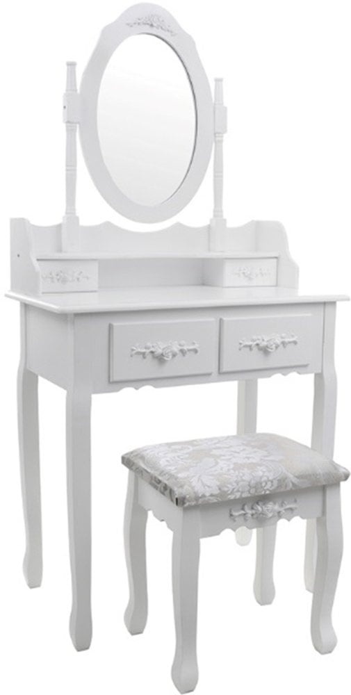 Kaptafel met Spiegel en Krukje - Antiek Design - 23% Korting